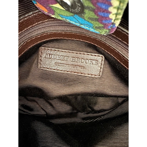 Audrey Brooke Satchel Purse Leather HandBag Colorful Floral Mandala Print - Picture 4 of 8